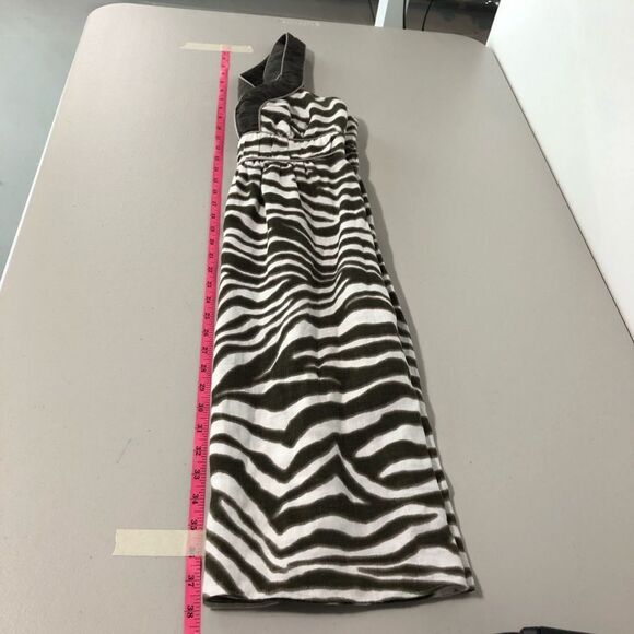 Banana Republic Linen Sun Dress Womens 0 Zebra Print Brown 100% Linen Cross Back - Picture 11 of 13